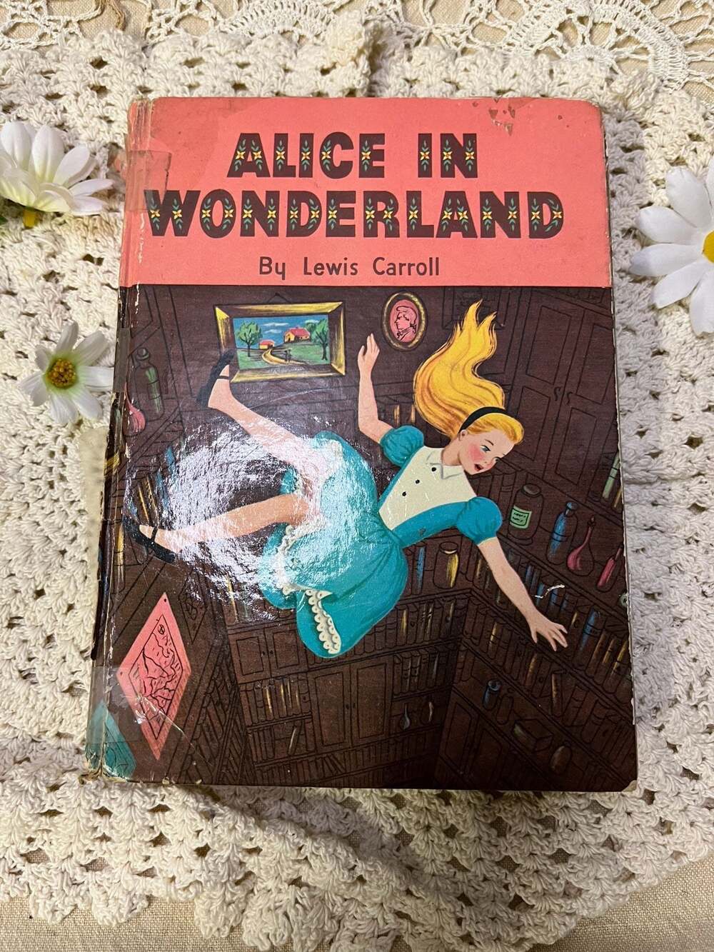 Vintage 1955 Alice in Wonderland Hardcover Whitman Classics Edition by Lewis Car